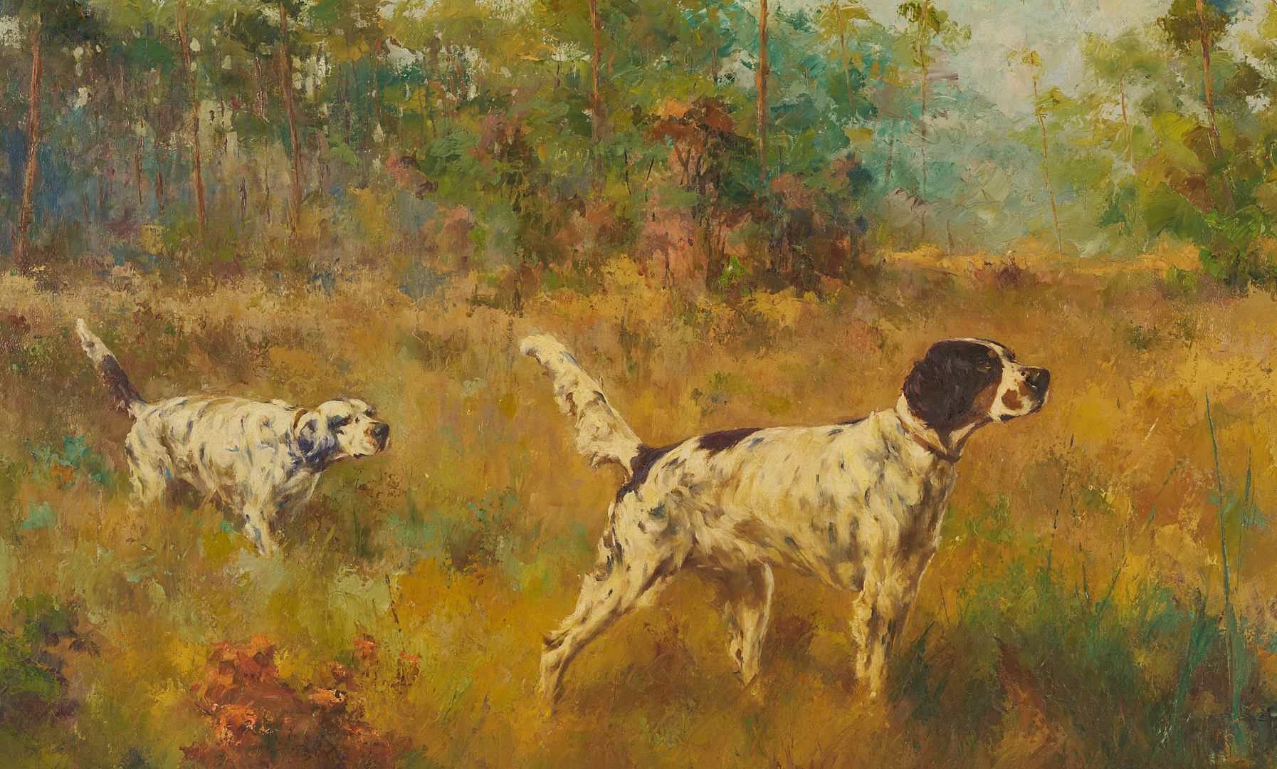 Hunting dogs in an Estonian woodland